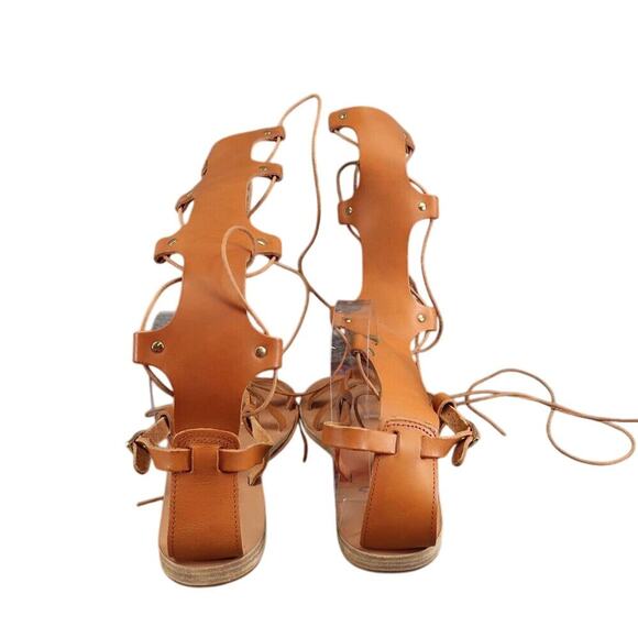 Ancient Greek Sandals Women 38 Sofia Tall Lace Up Gladiator Leather Handmade Tie - Picture 6 of 15